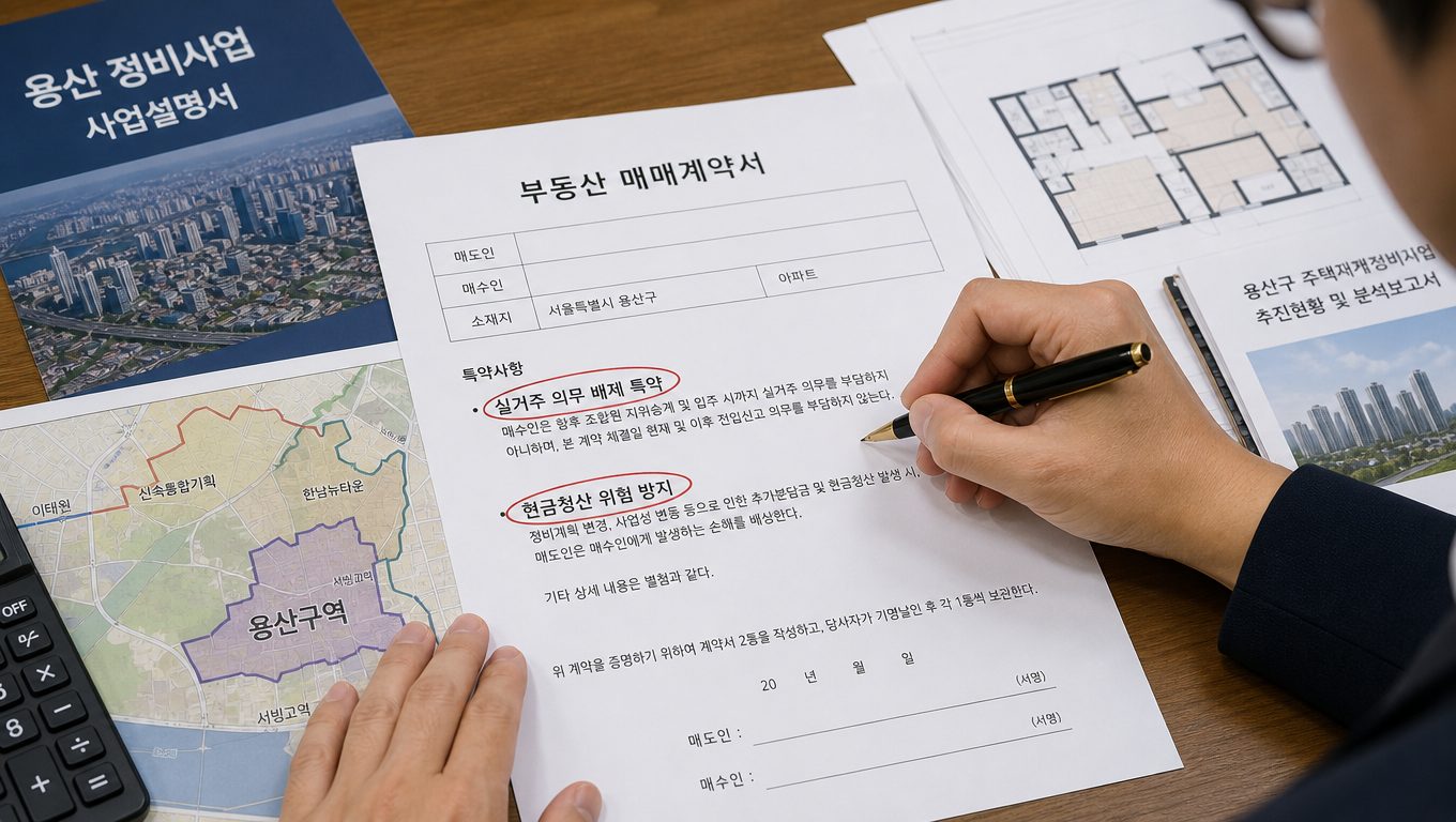 용산 재개발 지역 매수 계약 특약 작성 방법