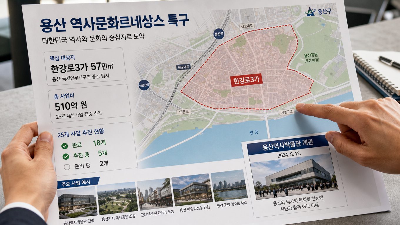 용산 역사문화르네상스 특구 지정 구역과 사업 진행 상황
